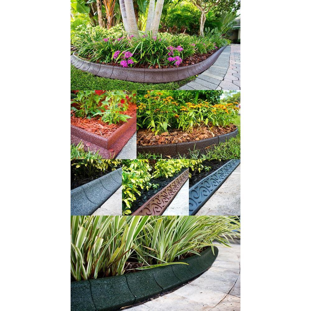 4 ft. Brown Rubber Curb Landscape Edging (4-Pack) - Super Arbor