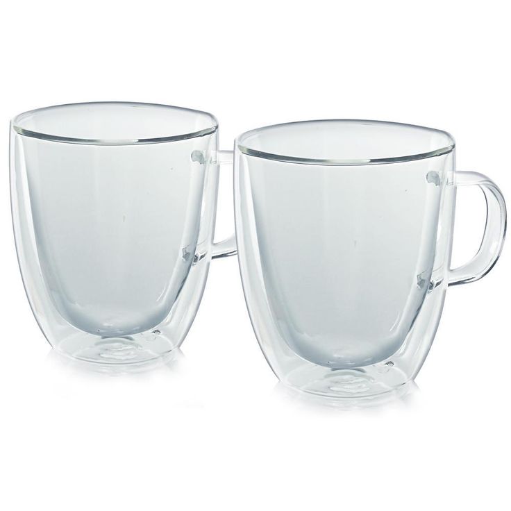 Milano Double-Wall 12 oz. Clear Glassware Coffee Mug (2-Pack)
