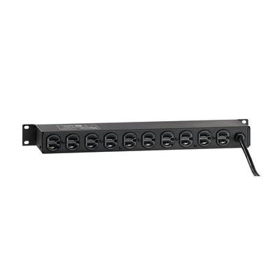 12 Outlet (NEMA 5-15R) Horizontal Rack Mount Surge Protective Power Distribution Unit with NEMA 5-15P Plug, Black - Super Arbor