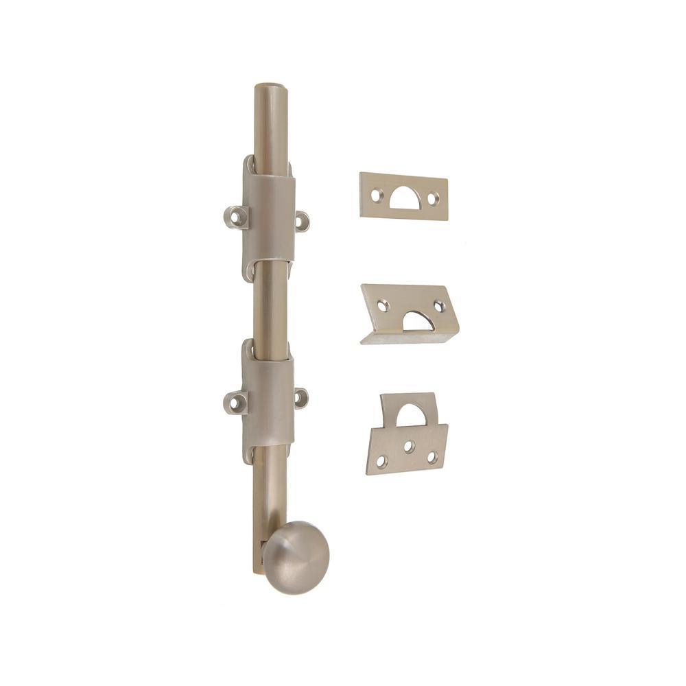 8 in. Heavy-Duty Solid Brass Matte Black Surface Bolt with Round Knob - Super Arbor