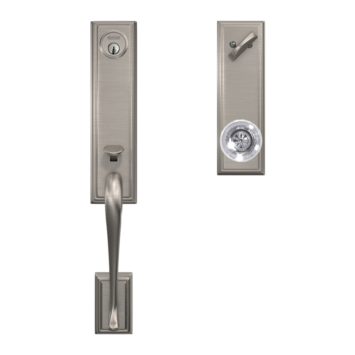 Schlage Custom Addison 3/4 Trim Single Cylinder Handleset with Hobson Glass Knob – Aged Bronze