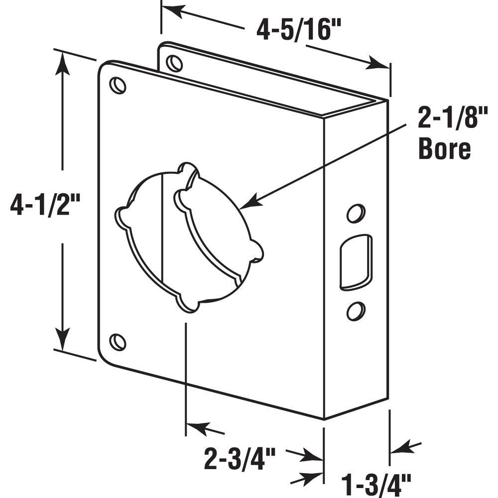 1-3/4 in. x 4-1/2 in. Thick Solid Brass Lock and Door Reinforcer, 2-1/8 in. Single Bore, 2-3/4 in. Backset - Super Arbor