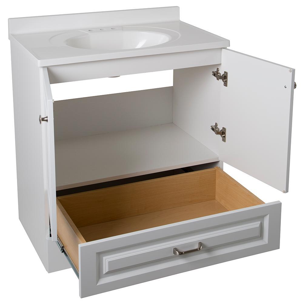 Lancaster 30 in. W Bath Vanity in White with Cultured Marble Vanity Top in White - Super Arbor
