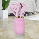 Pink Silicone and Wood Cooking Utensils (Set of 9)