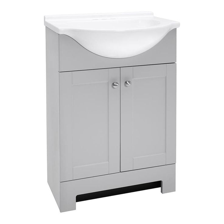 Style Selections Euro 25-in Gray Single Sink Bathroom Vanity with White Cultured Marble Top