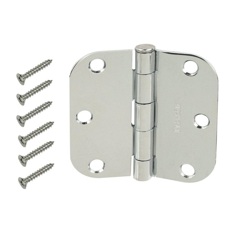 3-1/2 in. Chrome Square Corner Door Hinge - Super Arbor