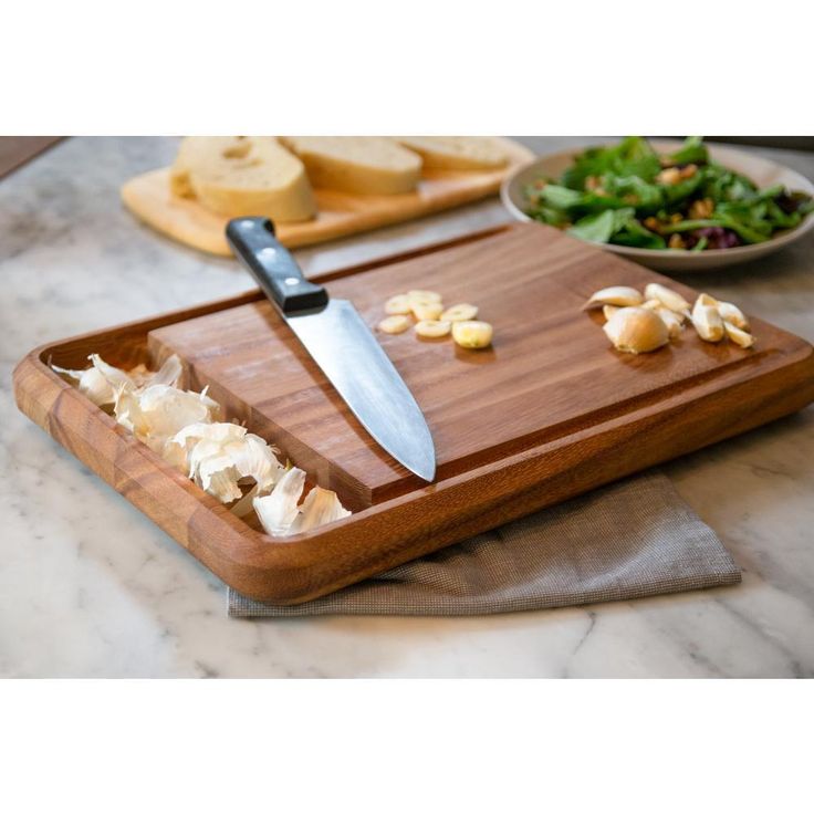 10.5 in. x 15 in. x 1.25 in. Rectangle Acacia Wood Edge Grain Cutting Board