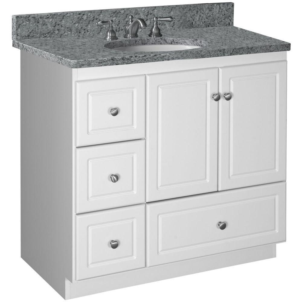 Ultraline 30 in. W x 21 in. D x 34.5 in. H Vanity with Left Drawers Cabinet Only in Satin White - Super Arbor