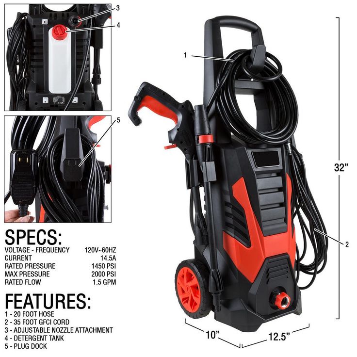 2000 PSI 1.5 GPM Cold Water Electric Pressure Washer