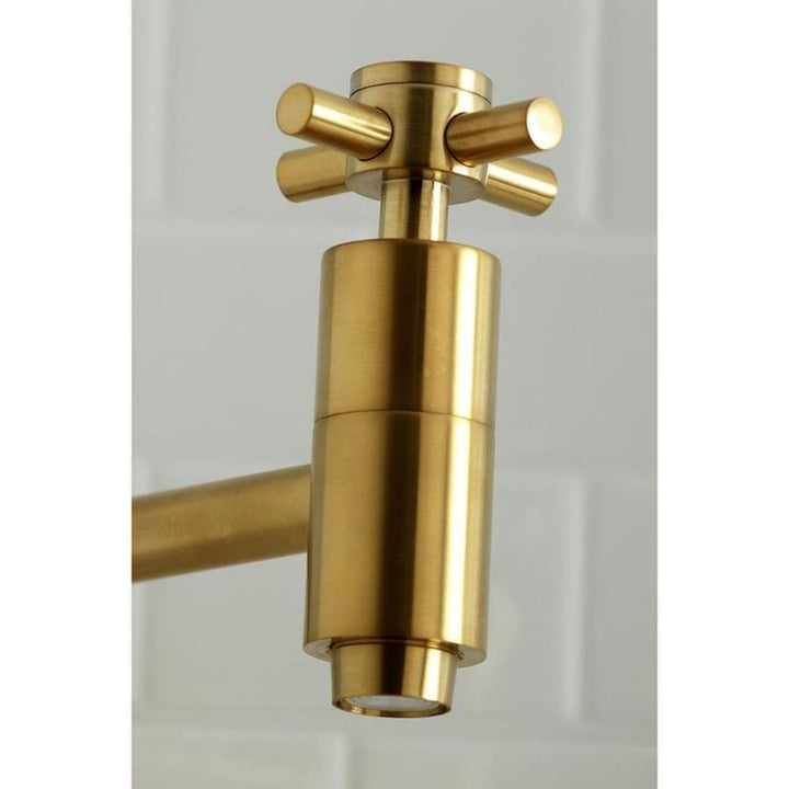 Kingston Brass Concord Brushed Brass 2-Handle Wall-Mount Pot Filler Handle Kitchen Faucet