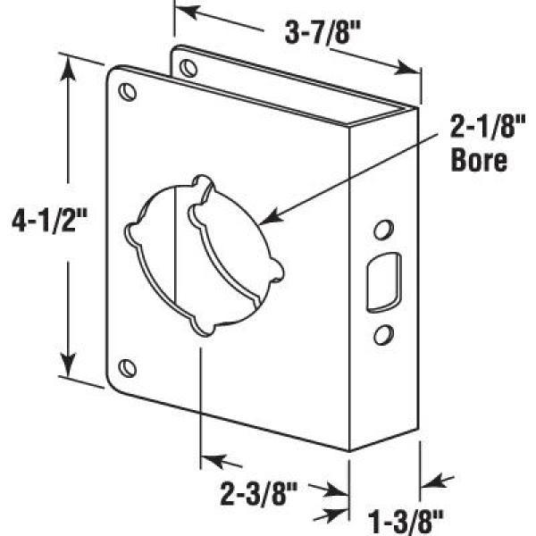 1-3/8 in. x 4-1/2 in. Thick Solid Brass Lock and Door Reinforcer, 2-1/8 in. Single Bore, 2-3/8 in. Backset - Super Arbor
