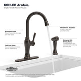 Arsdale Single-Handle Standard Kitchen Faucet with Swing Spout and Sidespray in Oil-Rubbed Bronze - Super Arbor