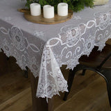 Snowflake White Polyester Tablecloth