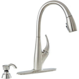 DeLuca Single-Handle Pull-Down Sprayer Kitchen Faucet with ShieldSpray Technology and Soap Dispenser in Stainless - Super Arbor