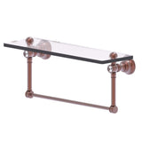 Carolina Crystal Collection 16 in. Glass Shelf with Integrated Towel Bar in Polished Brass - Super Arbor