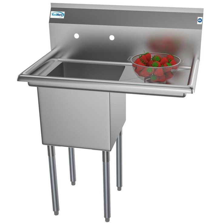 Freestanding Stainless Steel 33 in. 2-Hole Single Bowl Commercial Kitchen Sink