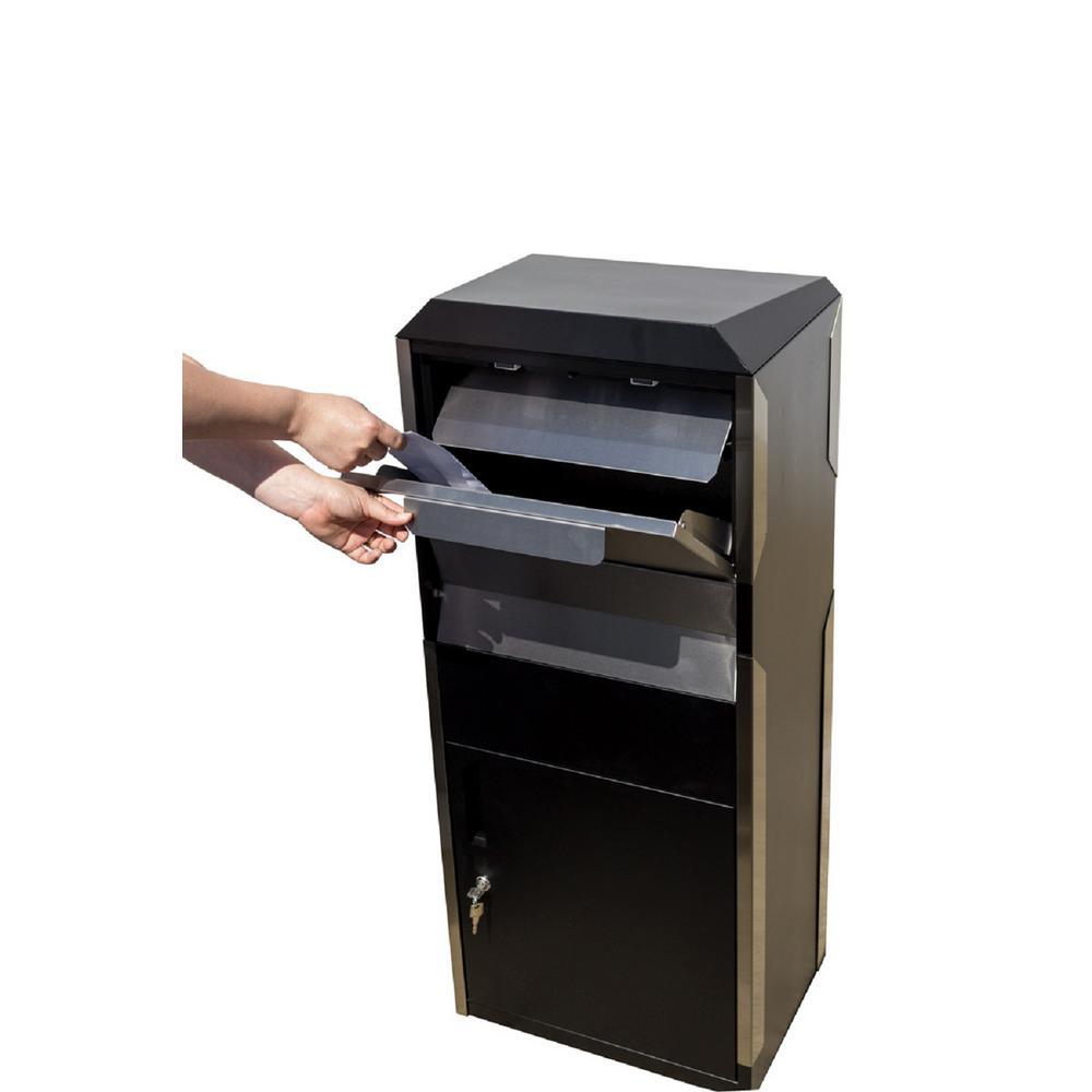 Winfield Black with Stainless Steel Free-Standing Locking Parcel Box - Super Arbor