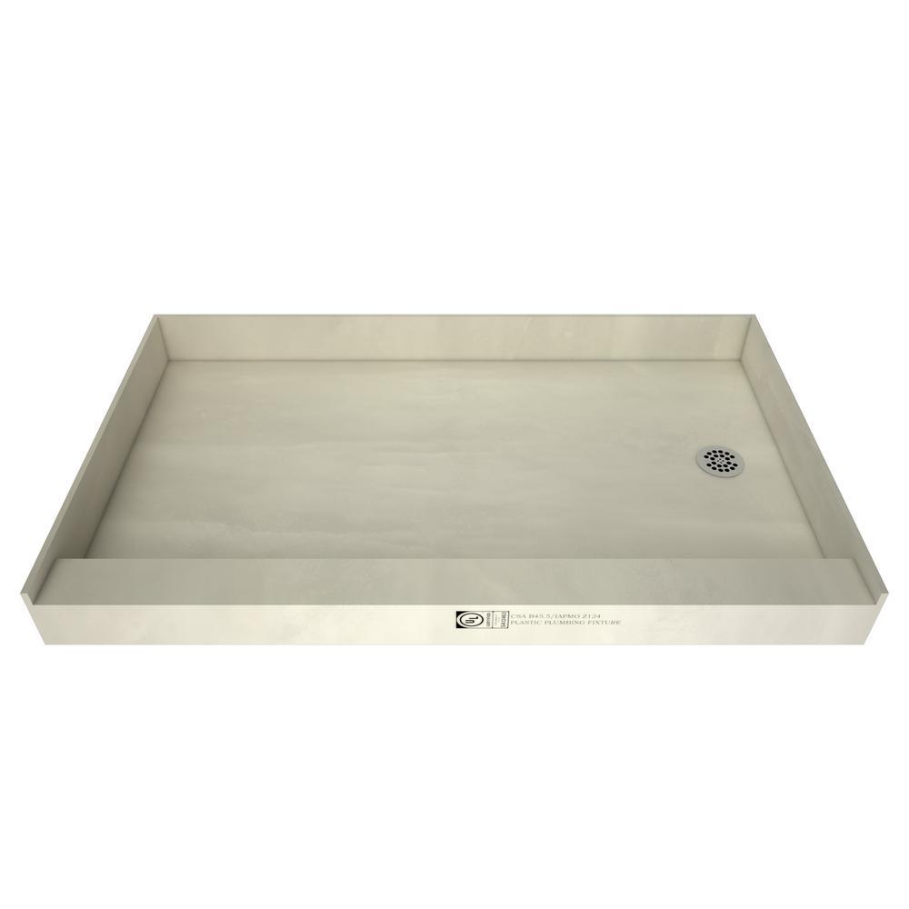 Redi Base 42 in. x 60 in. Single Threshold Shower Base with Center Drain and Polished Chrome Drain Plate - Super Arbor