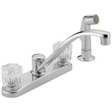 Peerless Chrome 2-Handle Deck-Mount Low-Arc Handle Kitchen Faucet (Deck Plate Included)