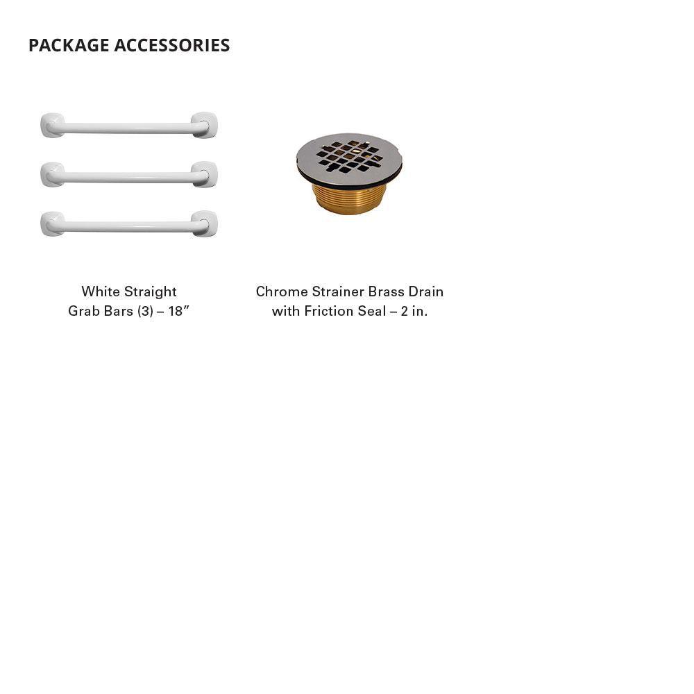 Ultimate-W 36 in. x 60 in. x 77 in. 1-Piece Low Threshold Shower Stall in White, Grab Bars, Molded Seat, Left Drain - Super Arbor