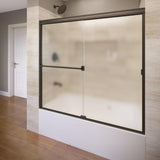 Classic 56 in. x 56 in. Semi-Framed Sliding Tub Door in Oil Rubbed Bronze - Super Arbor
