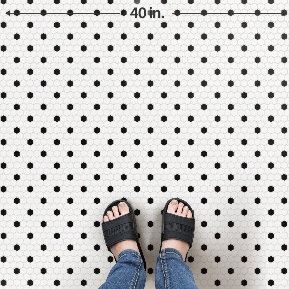 Madison Hex 1 in. Matte Cool White w/ Black Dot 10-1/4 in. x 11-7/8 in. Porcelain Mosaic Tile (8.6 sq. ft./Case)