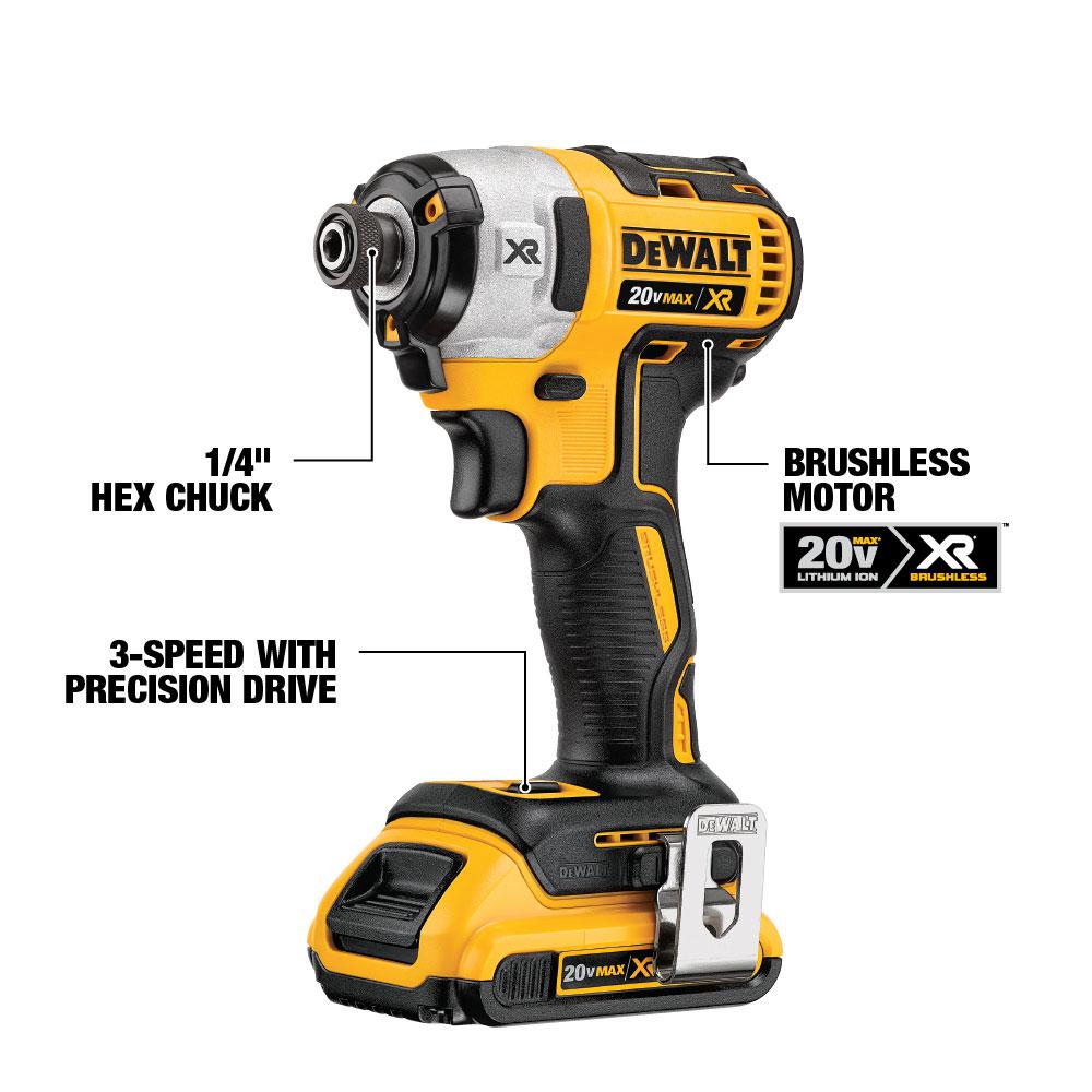 20-Volt MAX XR Lithium-Ion Cordless Brushless 1/4 in. 3-Speed Impact Driver with (2) Batteries 4Ah and Bonus 5Ah Battery - Super Arbor