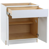 Cambridge Shaker Assembled 30x34.5x24.5 in. Plywood Base Cabinet w/ 1 Soft Close Drawer & 2 Soft Close Doors in White - Super Arbor
