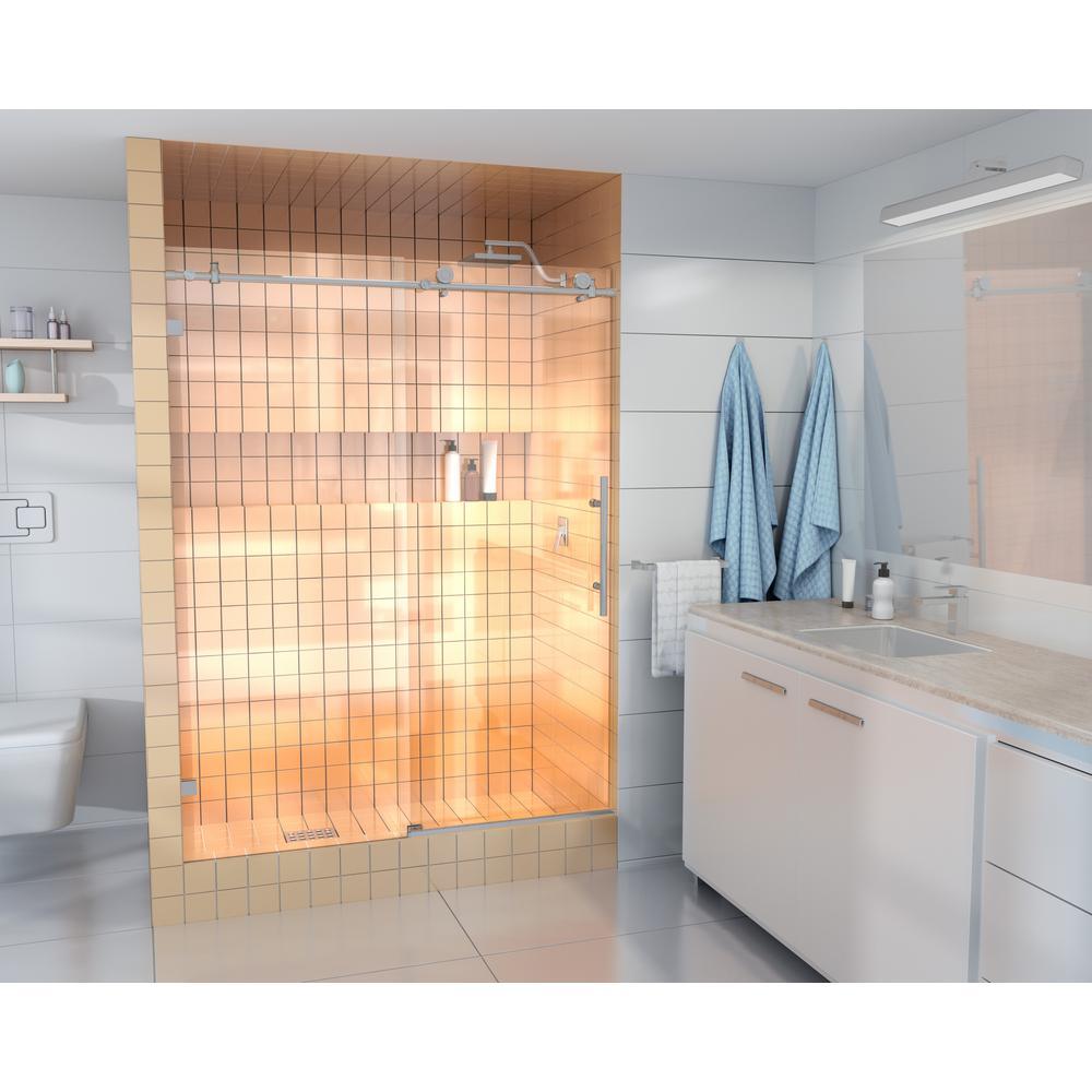 68 in. - 72 in. x 78 in. Frameless Sliding Shower Door in Matte Black with Handle - Super Arbor