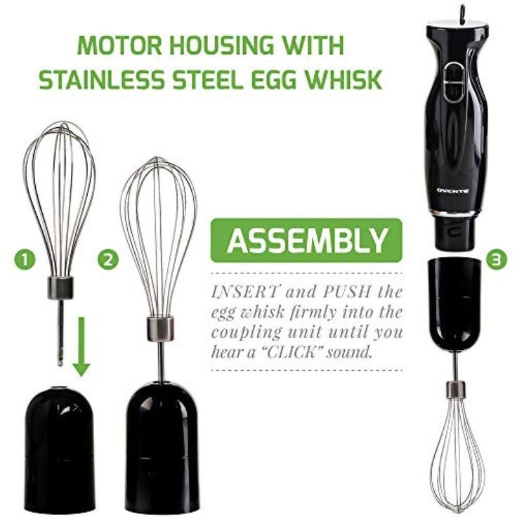Multi-Purpose Hand Immersion Blender (Set-Black), Whisk+Beaker+Chopper, 2-Speed Setting