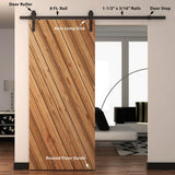 Black Solid Steel Sliding Rolling Barn Door Hardware 8 ft. Kit for Single Wood Doors - Super Arbor