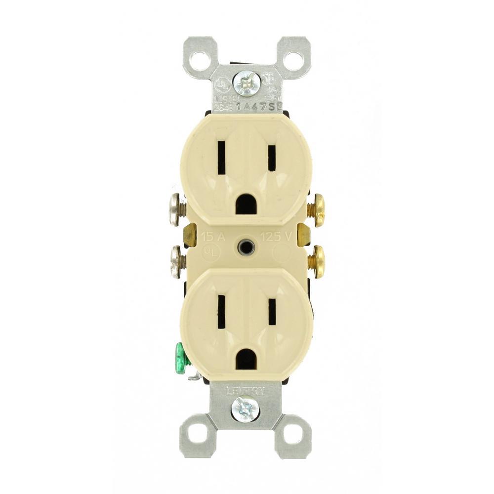 15 Amp Residential Grade Grounding Duplex Outlet, Ivory (10-Pack) - Super Arbor