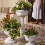 Bloem Grecian Urn Tall Pedestal Planter 32" Charcoal