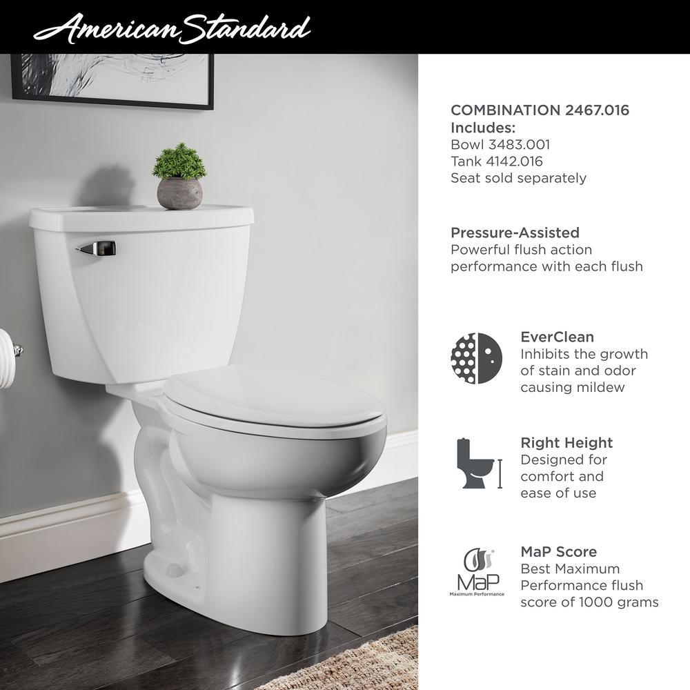 Cadet 2-Piece 1.6 GPF Tall Height Pressure-Assisted Elongated Toilet in White, Seat Not Included - Super Arbor