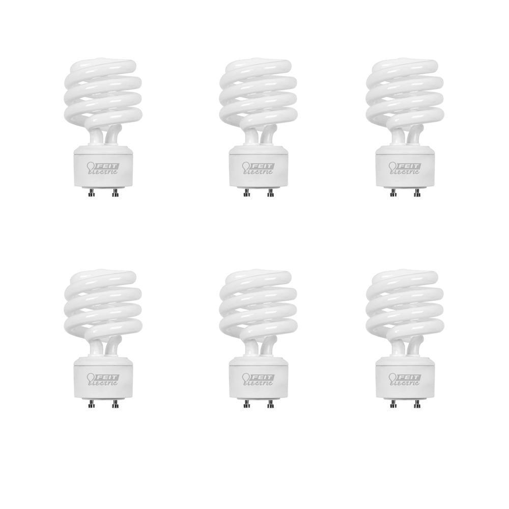 60-Watt Equivalent T3 Spiral Non-Dimmable GU24 Base Compact Fluorescent CFL Light Bulb, Daylight 5000K (2-Pack) - Super Arbor