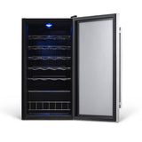 NewAir 27-Bottle Capacity Stainless Steel and Black Freestanding Wine Chiller