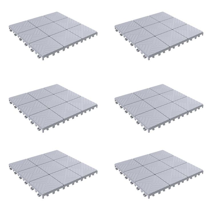 Pure Garden Outdoor Interlocking Square Look Patio and Deck Tiles in Gray (Set of 12) 2.88 ft. W x 3.83 ft. L Polypropylene