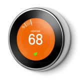 Nest Learning Thermostat 3rd Gen in Polished Steel and Google Nest Temperature Sensor - Super Arbor