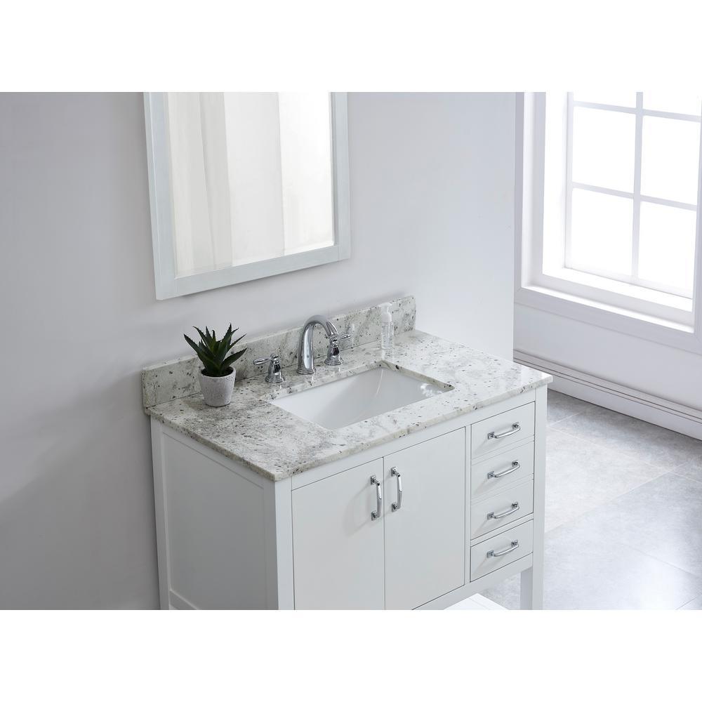 37 in. W x 22 in. D x .75 H Granite Vanity Top in Glacier White with White Basin - Super Arbor