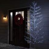 GE 7-ft Winterberry Pre-Lit Twig Slim White Artificial Christmas Tree with 400 Constant Cool White LED Lights