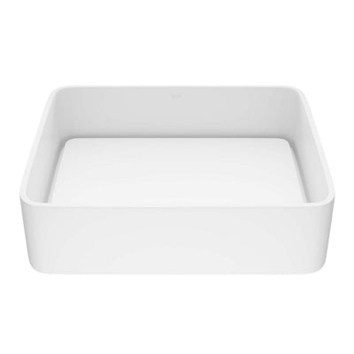 VIGO Jasmine Handmade Matte Stone Rectangle Vessel Bathroom Sink in Matte White - Super Arbor