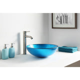 Arc Series Deco-Glass Vessel Sink in Lustrous Light Blue - Super Arbor