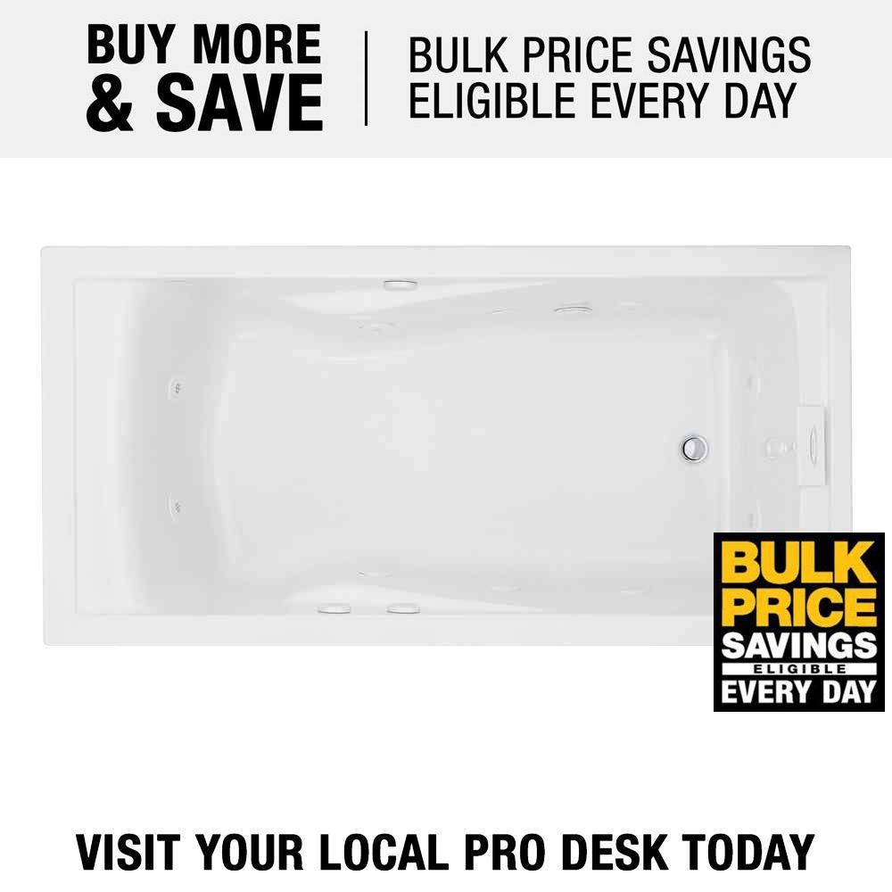 EverClean 72 in. Acrylic Rectangular Drop-in Whirlpool Bathtub in White - Super Arbor