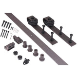 120 in. Antique Bronze Bent Strap Sliding Barn Style Door Hardware Track (2-Set) - Super Arbor