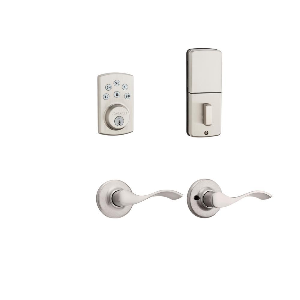 Powerbolt2 Satin Nickel Single Cylinder Electronic Deadbolt Featuring SmartKey Security and Balboa Passage Lever - Super Arbor