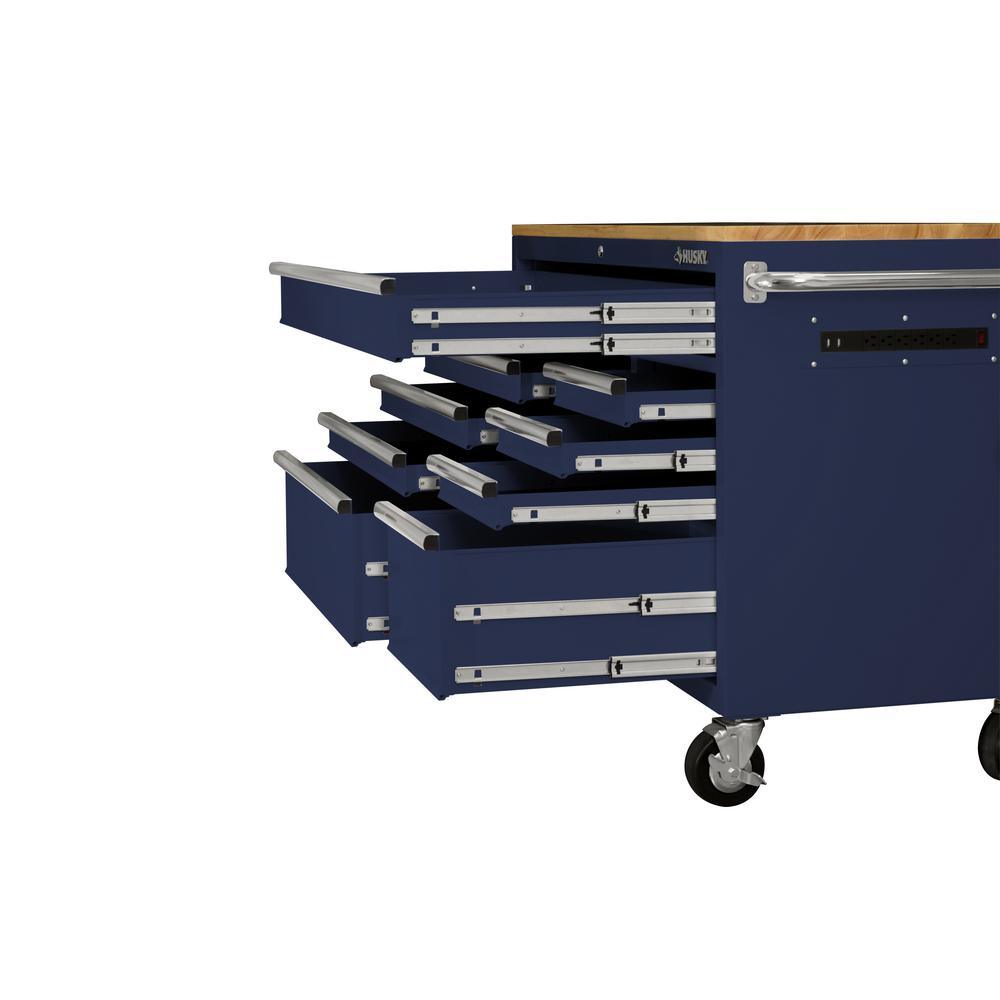 52 in. 9-Drawer Mobile Workbench in Gloss Blue - Super Arbor