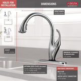 Delta Addison Touch2O Arctic Stainless 1-Handle Deck-Mount Pull-Down Touch Kitchen Faucet (Deck Plate Included)