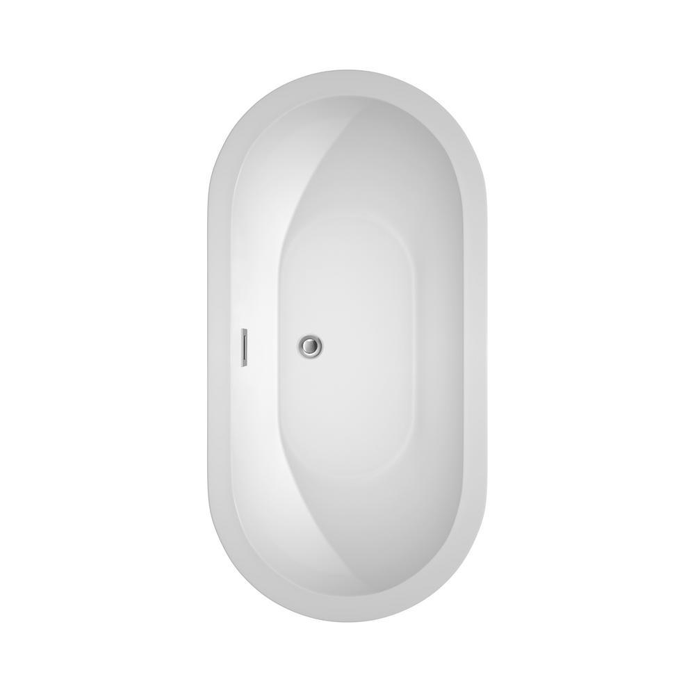 Soho 59.75 in. Acrylic Flatbottom Center Drain Soaking Tub in White - Super Arbor