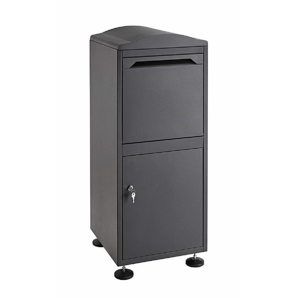 Black Free-Standing Steel Secured Parcel Drop Box - Super Arbor