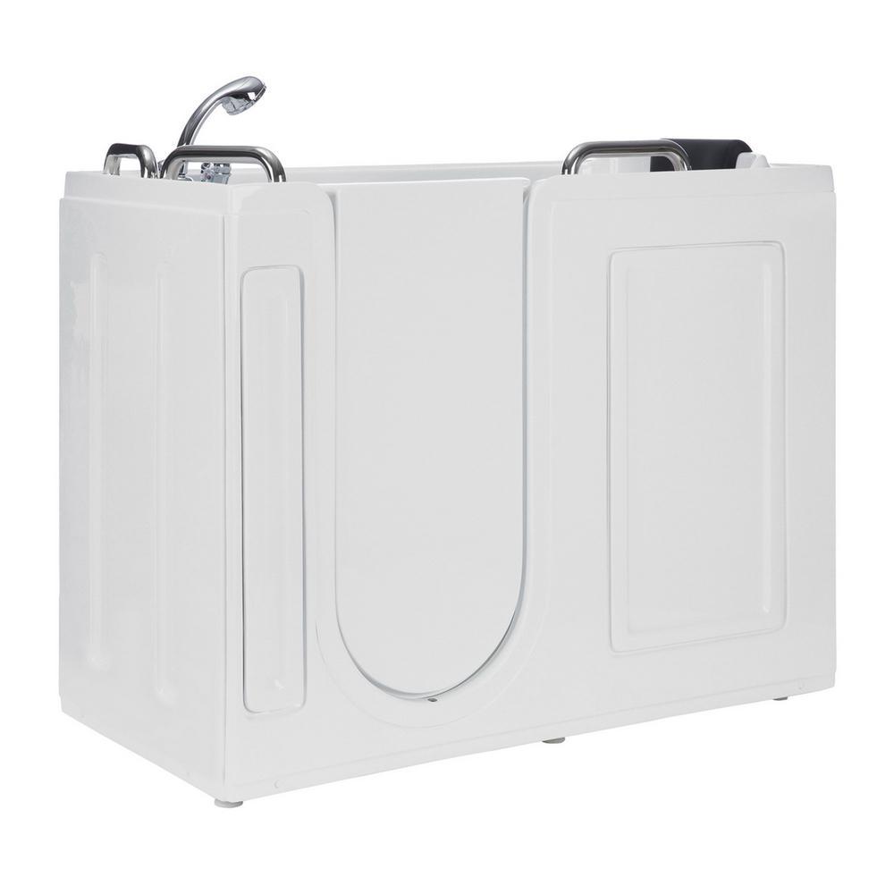 53 in. Left Drain Quick Fill Walk-In Whirlpool Bath Tub with Left Side Door in White - Super Arbor